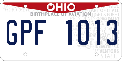 OH license plate GPF1013