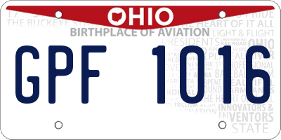 OH license plate GPF1016