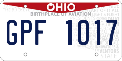 OH license plate GPF1017