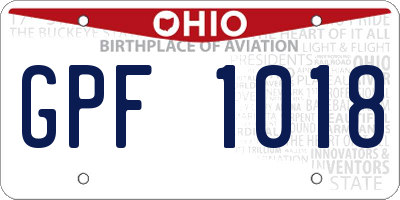 OH license plate GPF1018