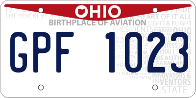 OH license plate GPF1023