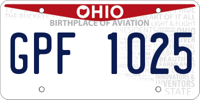 OH license plate GPF1025