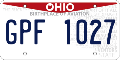 OH license plate GPF1027