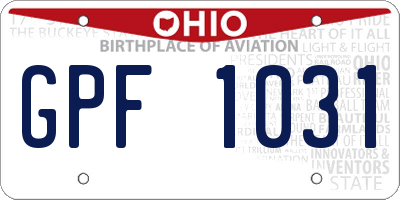 OH license plate GPF1031