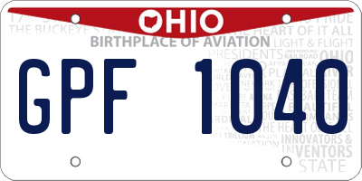 OH license plate GPF1040