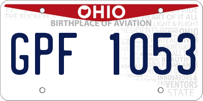 OH license plate GPF1053
