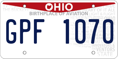 OH license plate GPF1070
