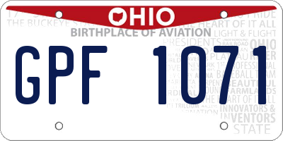 OH license plate GPF1071