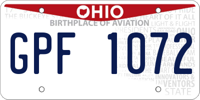 OH license plate GPF1072