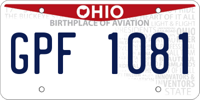 OH license plate GPF1081