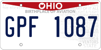 OH license plate GPF1087