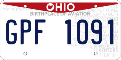 OH license plate GPF1091
