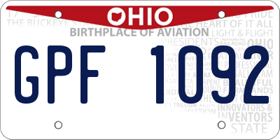 OH license plate GPF1092