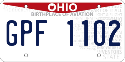OH license plate GPF1102