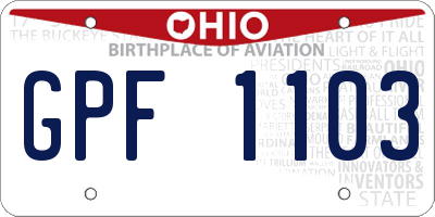 OH license plate GPF1103