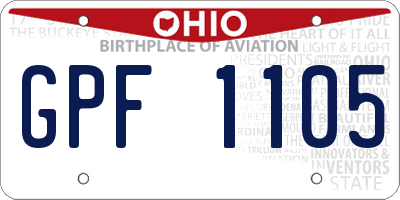 OH license plate GPF1105