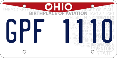 OH license plate GPF1110
