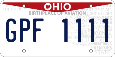 OH license plate GPF1111
