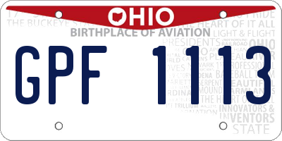 OH license plate GPF1113