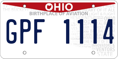 OH license plate GPF1114