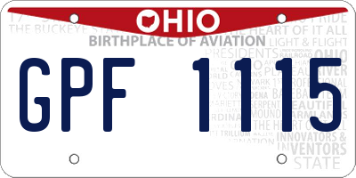 OH license plate GPF1115