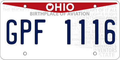 OH license plate GPF1116