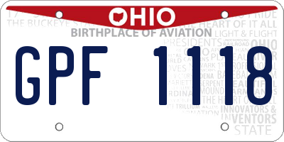 OH license plate GPF1118