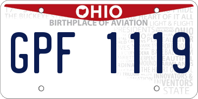 OH license plate GPF1119
