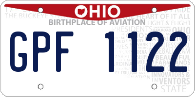 OH license plate GPF1122
