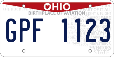 OH license plate GPF1123