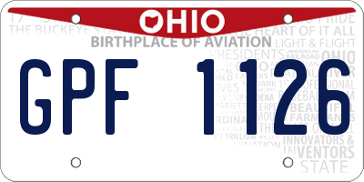 OH license plate GPF1126