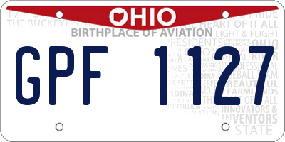 OH license plate GPF1127