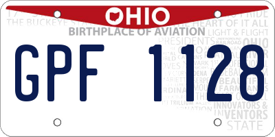 OH license plate GPF1128