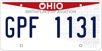 OH license plate GPF1131