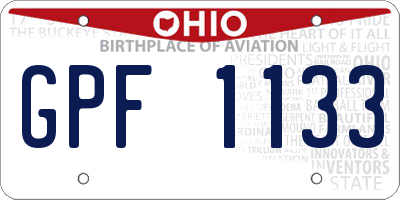 OH license plate GPF1133