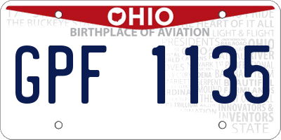OH license plate GPF1135