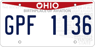 OH license plate GPF1136