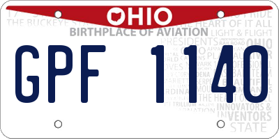 OH license plate GPF1140