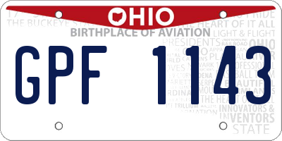 OH license plate GPF1143
