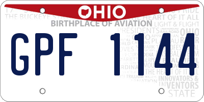 OH license plate GPF1144