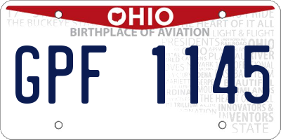 OH license plate GPF1145