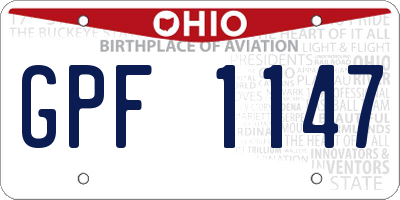 OH license plate GPF1147
