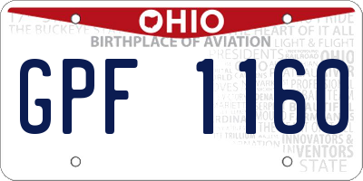 OH license plate GPF1160