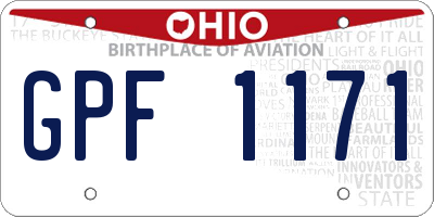OH license plate GPF1171