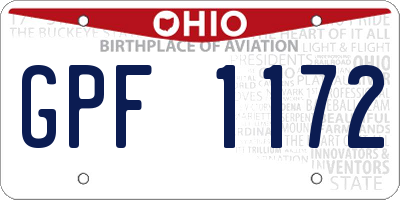 OH license plate GPF1172