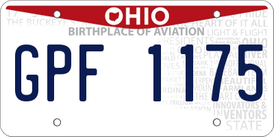 OH license plate GPF1175