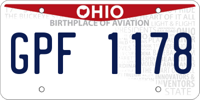 OH license plate GPF1178