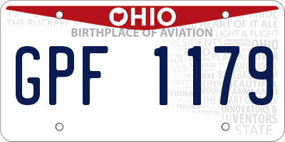 OH license plate GPF1179