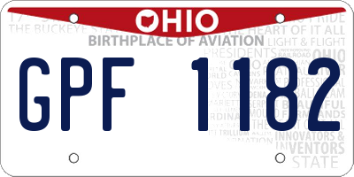 OH license plate GPF1182