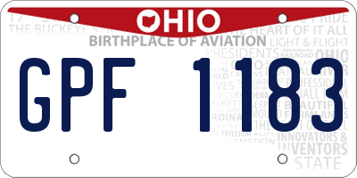 OH license plate GPF1183
